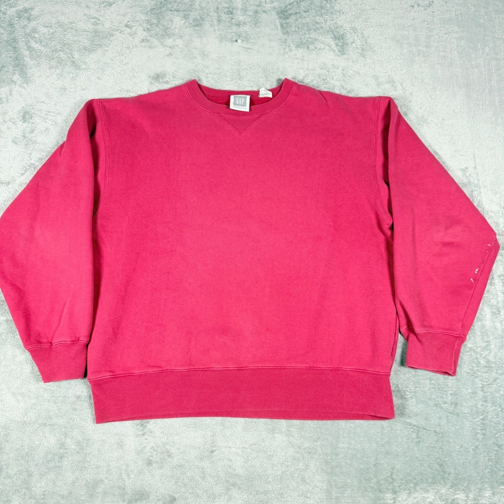 Gap Medium 90's Sweatshirt Magenta Pink Athletic Sweats Crewneck V-Stitch